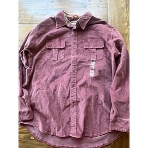 Quiksilver Edition Mens XXL Corduroy Button Down Shirt Burgundy Comfort Fit New